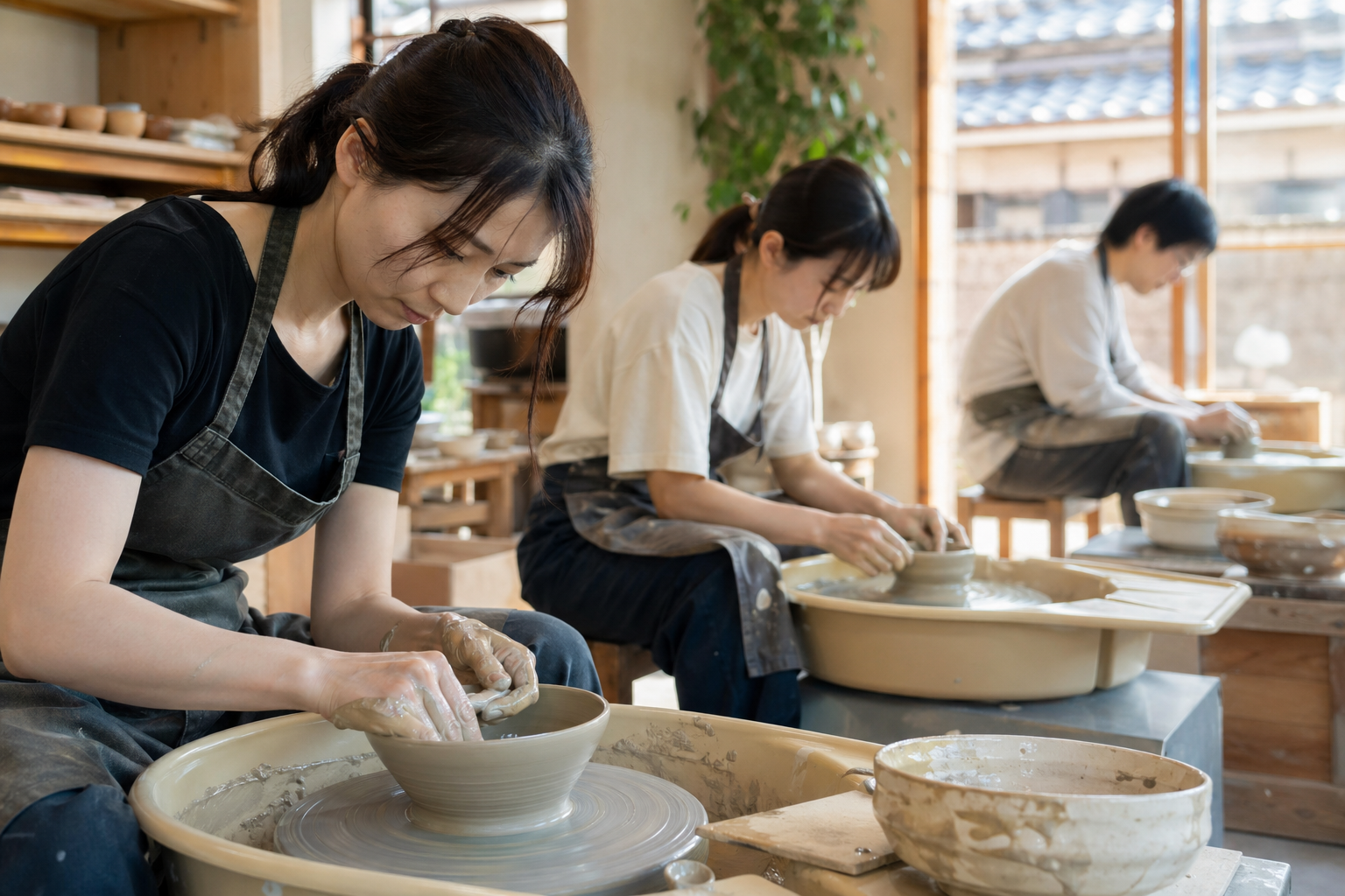 陶芸体験の様子